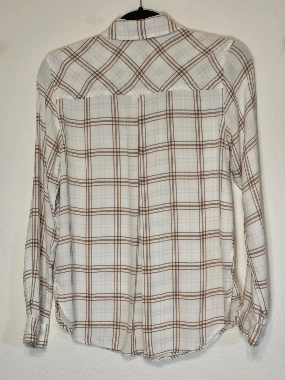 Lucky Brand Plaid Button Down Flannel Shirt Cream Brown XS - Picture 4 of 6